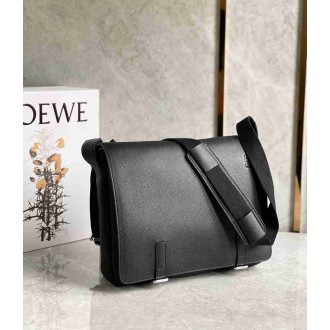 Loewe Military Messenger Bag in Black Grained Calfskin
