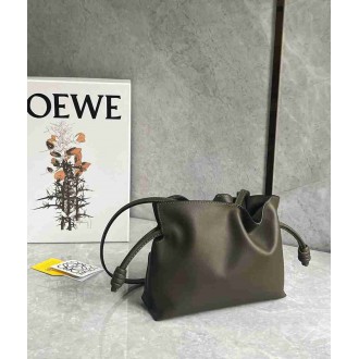 Loewe Mini Flamenco Clutch Bag in Khaki Green Nappa Calfskin