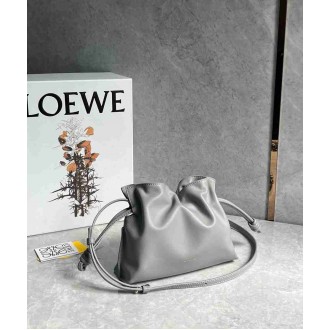 Loewe Mini Flamenco Clutch Bag in Pearl Grey Nappa Calfskin