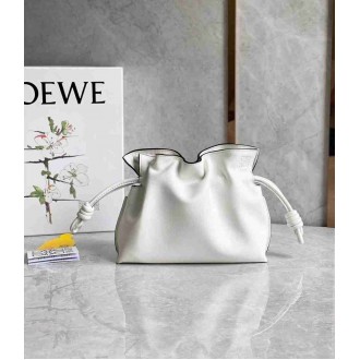 Loewe Mini Flamenco Clutch Bag In White Calfskin