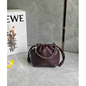 Loewe Mini Flamenco Purse Bag in Burgundy Nappa Lambskin