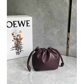Loewe Mini Flamenco Purse Bag in Burgundy Nappa Lambskin
