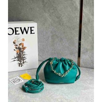 Loewe Mini Flamenco Purse Bag in Green Nappa Lambskin