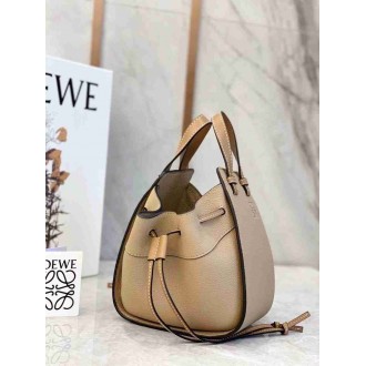 Loewe Mini Hammock Drawstring Bag In Sand Grained Leather