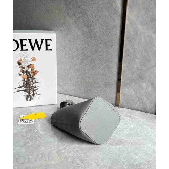 Loewe Mini Pebble Bucket Bag in Grey Grained Leather