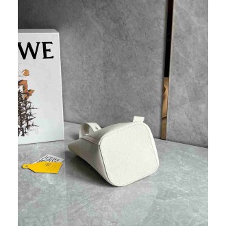 Loewe Mini Pebble Bucket Bag in White Grained Leather
