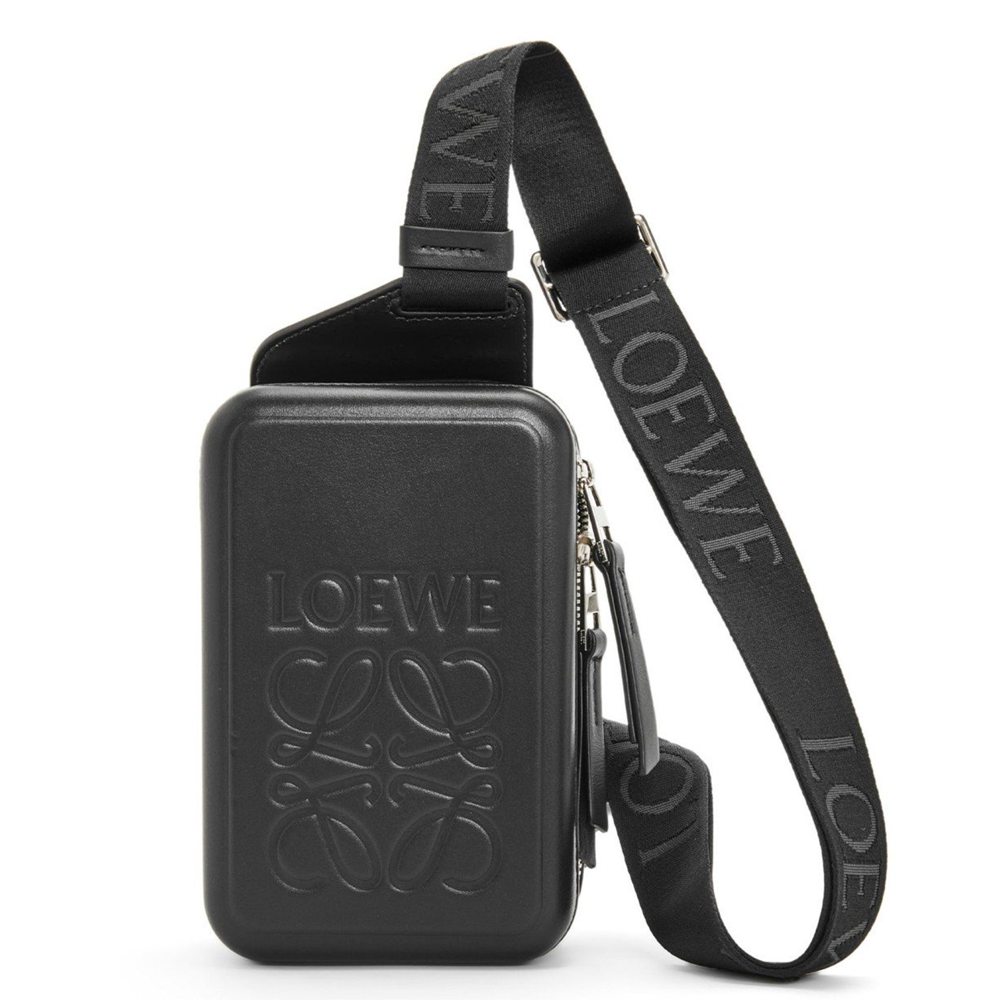 Loewe Molded Sling Bag in Black Calfskin