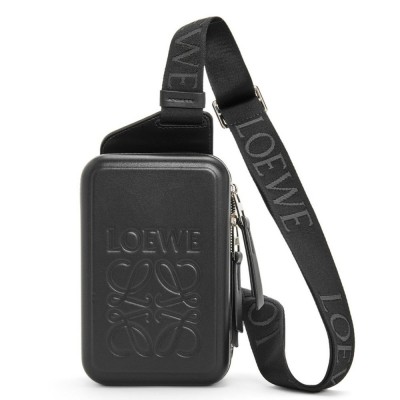 Loewe Molded Sling Bag in Black Calfskin