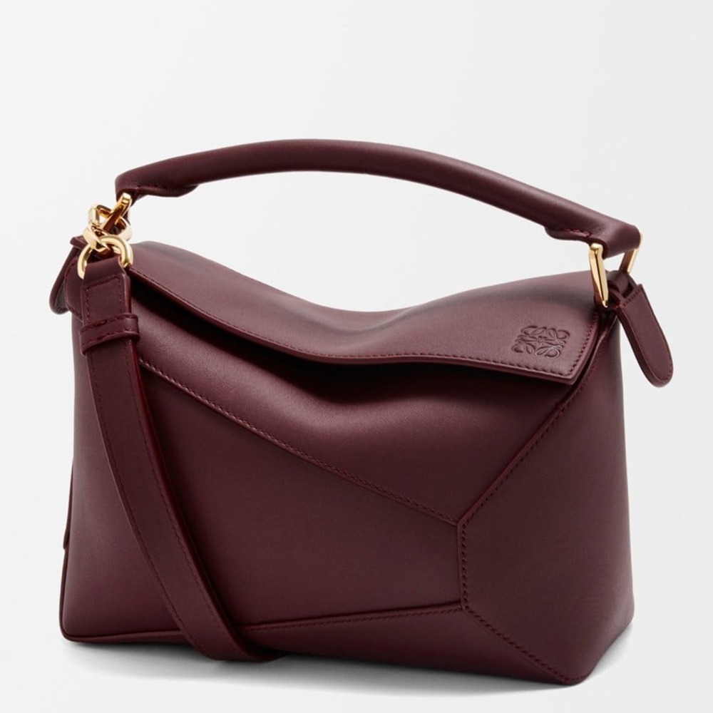 Loewe Puzzle Edge Small Bag in Burgundy Classic Calfskin