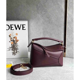 Loewe Puzzle Edge Small Bag in Burgundy Classic Calfskin