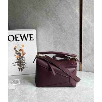 Loewe Puzzle Edge Small Bag in Burgundy Classic Calfskin