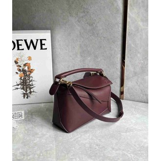Loewe Puzzle Edge Small Bag in Burgundy Classic Calfskin