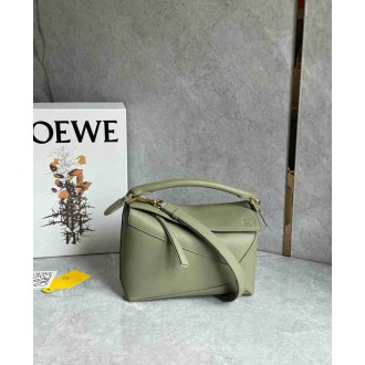 Loewe Puzzle Edge Small Bag in Eucalyptus Green Classic Calfskin