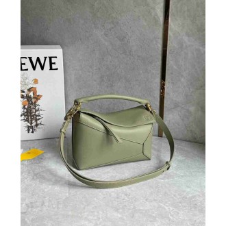 Loewe Puzzle Edge Small Bag in Eucalyptus Green Classic Calfskin