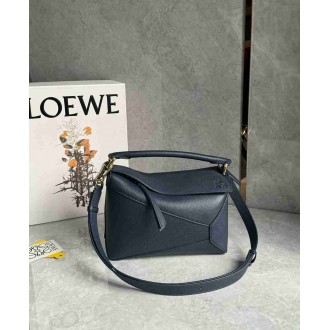 Loewe Puzzle Edge Small Bag in Navy Blue Soft Grained Leather
