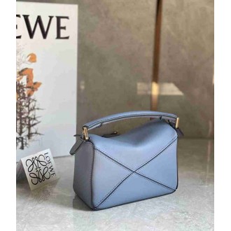 Loewe Puzzle Mini Bag In Atlantic Blue Calfskin