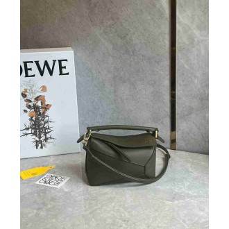 Loewe Puzzle Mini Bag in Khaki Green Classic Calfskin