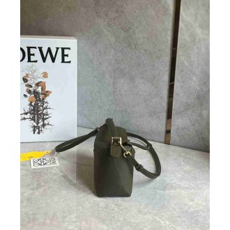 Loewe Puzzle Mini Bag in Khaki Green Classic Calfskin