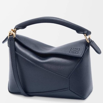 Loewe Puzzle Mini Bag in Navy Blue Soft Grained Calfskin