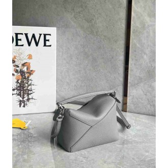 Loewe Puzzle Mini Bag in Pearl Grey Soft Grained Calfskin