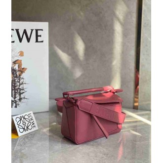Loewe Puzzle Mini Bag In Plumrose Satin Calfskin