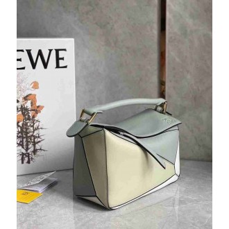 Loewe Puzzle Small Bag In Multicolour Grey Calfskin