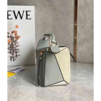 Loewe Puzzle Small Bag In Multicolour Grey Calfskin