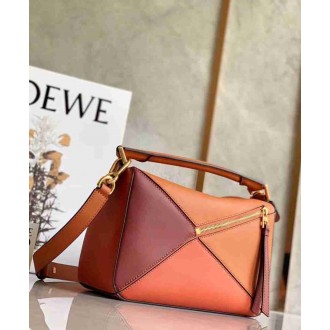 Loewe Puzzle Small Bag In Multicolour Orange Calfskin