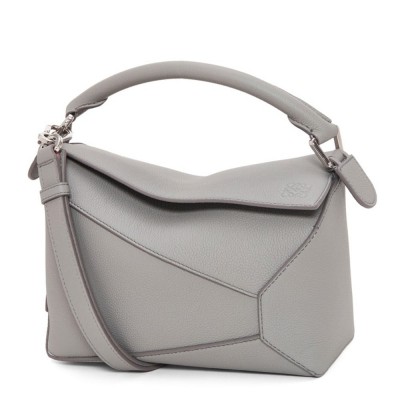 Loewe Puzzle Small Bag in Pearl Grey Soft Grained Leather