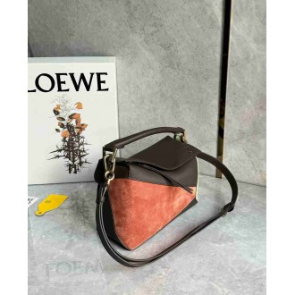 Loewe Puzzle Small Bag in Tan Suede and Chocolate Calfskin