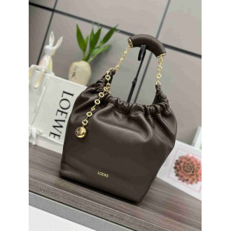 Loewe Small Squeeze Bag in Chocolate Nappa Lambskin