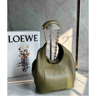 Loewe Small Squeeze Bag in Olive Nappa Lambskin