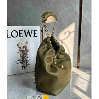 Loewe Small Squeeze Bag in Olive Nappa Lambskin