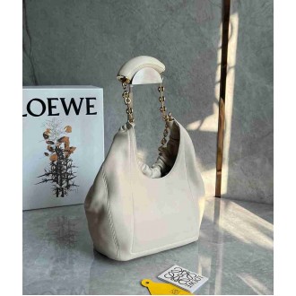 Loewe Small Squeeze Bag in White Nappa Lambskin