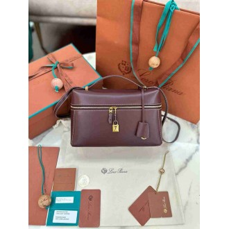Loro Piana Extra Bag L27 in Burgundy Smooth Calfskin