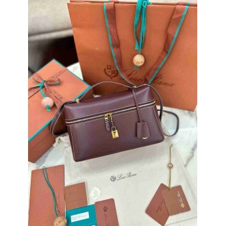 Loro Piana Extra Bag L27 in Burgundy Smooth Calfskin