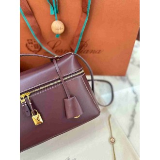 Loro Piana Extra Bag L27 in Burgundy Smooth Calfskin