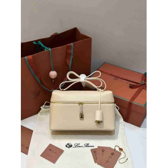 Loro Piana Extra Bag L27 in Cream Grained Calfskin