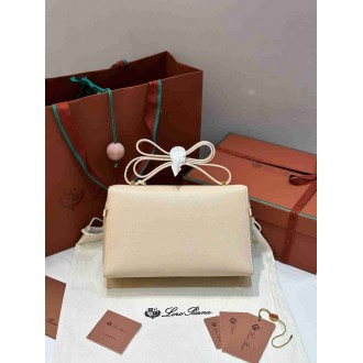 Loro Piana Extra Bag L27 in Cream Grained Calfskin