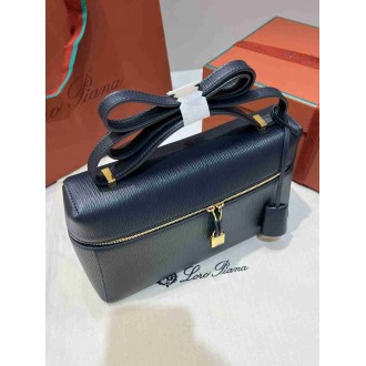 Loro Piana Extra Bag L27 in Navy Blue Calfskin