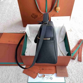 Loro Piana Extra Bag L27 in Navy Blue Textured Calfskin
