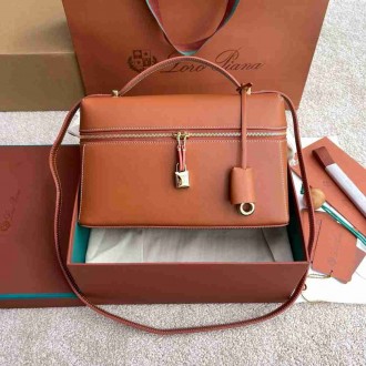 Loro Piana Extra Bag L27 in Orange Smooth Calfskin