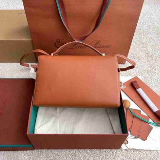 Loro Piana Extra Bag L27 in Orange Smooth Calfskin