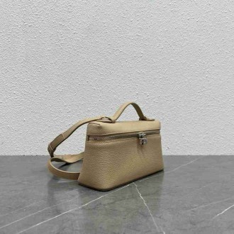 Loro Piana Extra Pocket Pouch L19 in Beige Grained Leather