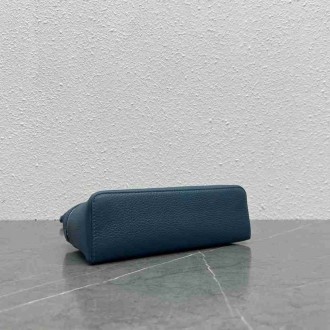 Loro Piana Extra Pocket Pouch L19 in Blue Grained Leather