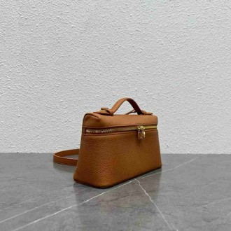 Loro Piana Extra Pocket Pouch L19 in Brown Grained Leather