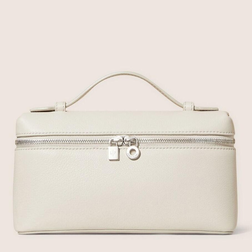 Loro Piana Extra Pocket Pouch L19 in White Grained Leather