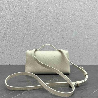 Loro Piana Extra Pocket Pouch L19 in White Ostrich-embossed Leather