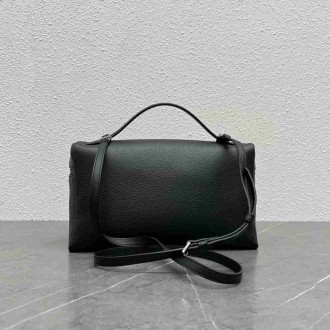 Loro Piana Extra Pocket Pouch L27 in Black Grained Leather