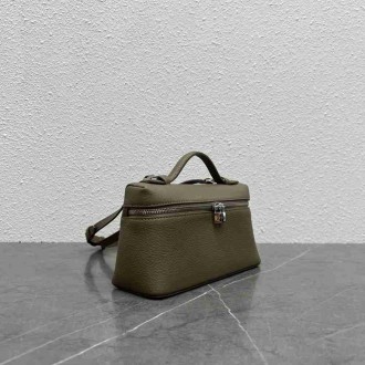 Loro Piana Extra Pocket Pouch L27 in Taupe Grained Leather
